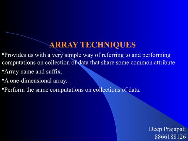 Array Presentation | PPT | Technology & Computing