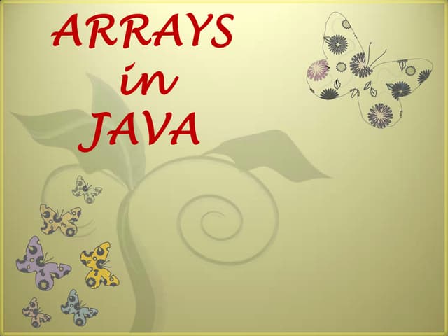 Arrays in Java | PPT