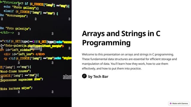 Arrays and Strings in C Programming PPT by AI | PPT