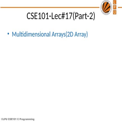 Arrays 2d Arrays 2d Arrays 2d Arrrays 2d | PPT