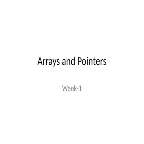 Arrays and Pointers | PPT