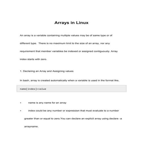 Arrays in linux | PDF
