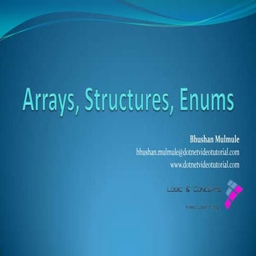 Arrays, Structures And Enums | PPT image.