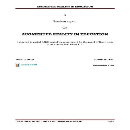 Augmented Reality In Education