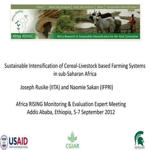 Sustainable intensification of cereal-livestock based farming systems in sub-...