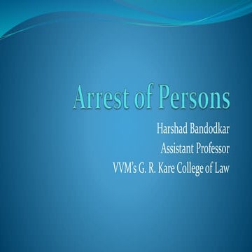 Arrest of Persons under crpc and now BNSS | PDF