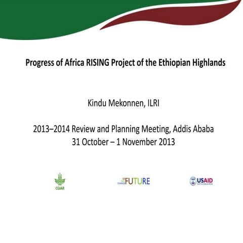 Progress of Africa RISING Project in the Ethiopian Highlands, 2012-2013