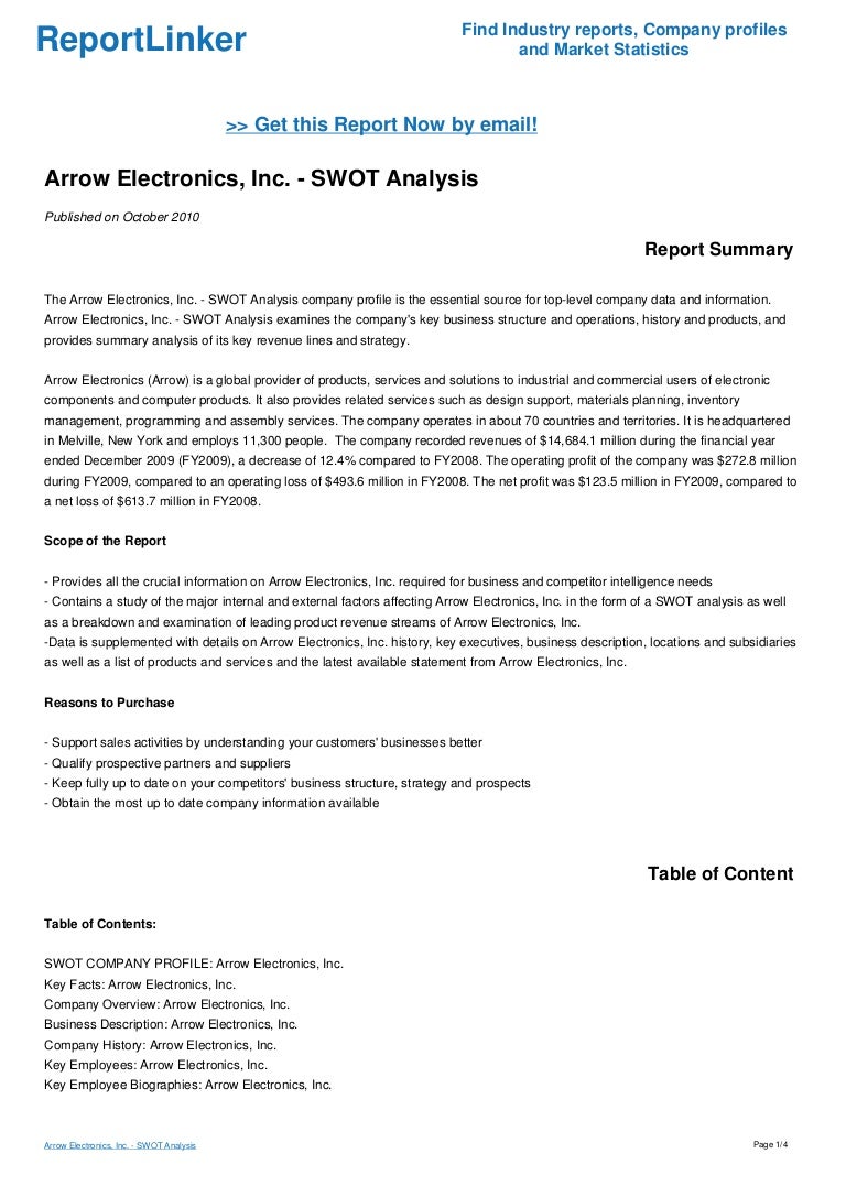 Arrow Electronics, Inc. SWOT Analysis