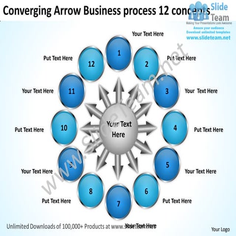 Arrow business powerpoint theme process 12 concepts cycle slides