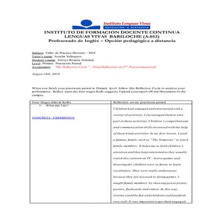 Arroyo   tpd2018-assignment reflection cycle on primary level-arroyo
