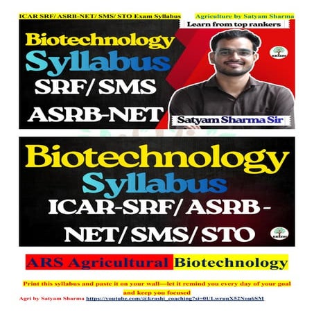 ICAR SRF, ASRB NET / SMS & STO Exam – Biotechnology Syllabus | Complete Unit-...