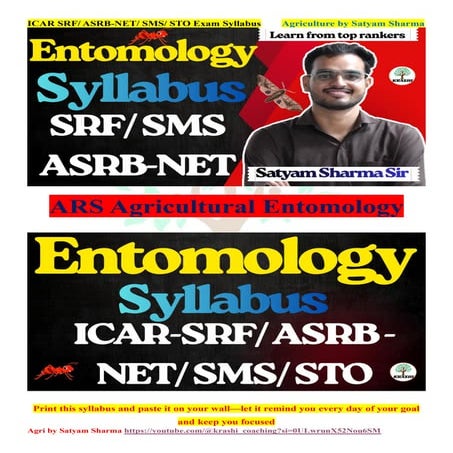 ICAR SRF, ASRB NET / SMS & STO Exam – Entomology Syllabus | Complete Unit-Wis...