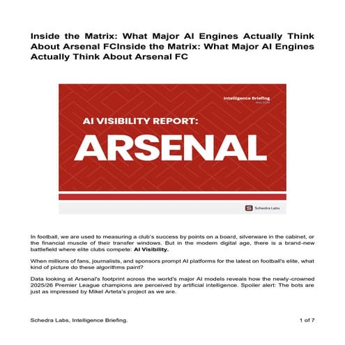 Inside the Matrix: What Major AI Engines Actually Think About Arsenal ...