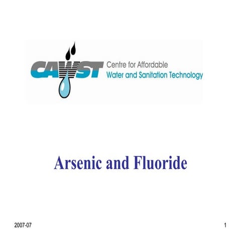 Arsenic And  Fluoride  Presentation