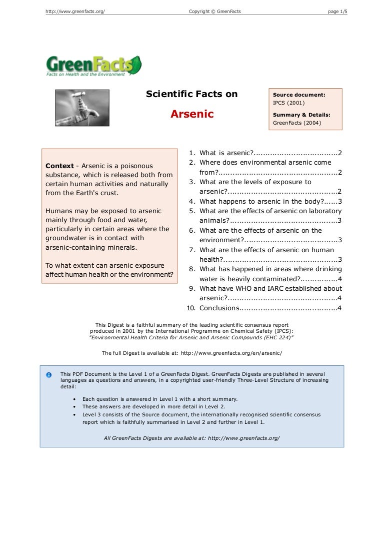 Scientific Facts on Arsenic