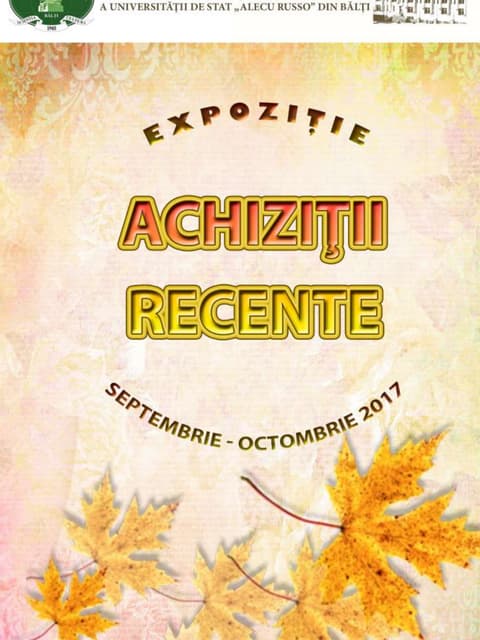 Achiziţii recente Septembrie-Octombrie în colecţia Bibliotecii Ştiinţifice USARB