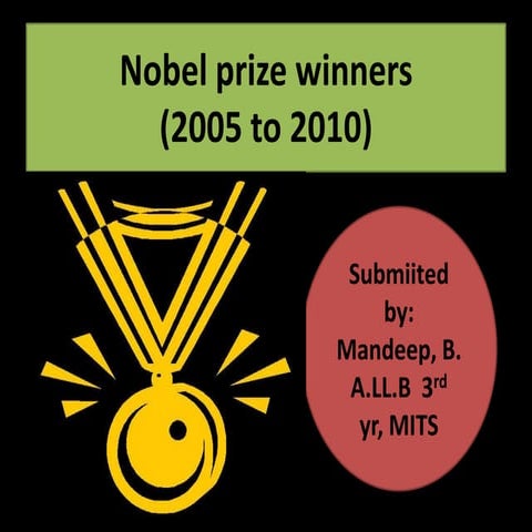 NOBEL PRIZE - MEDICINE | PPT