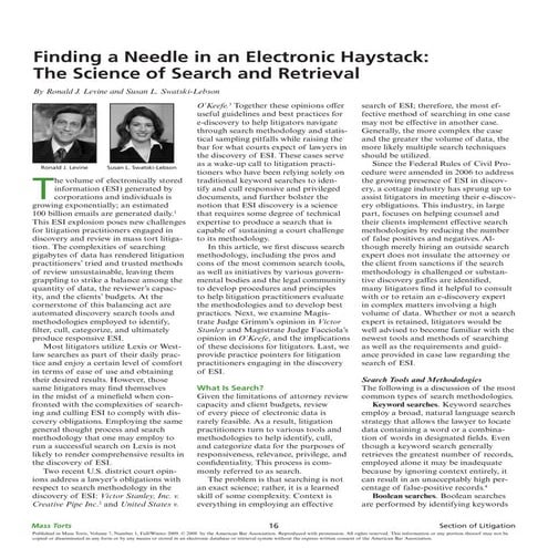Finding a Needle in an Electronic Haystack: The Science of Search and Retrieval