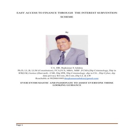 easy access to finance through interest subvention scheme | PDF