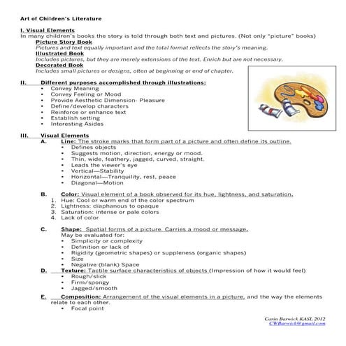 Art  outline beyond caldecott