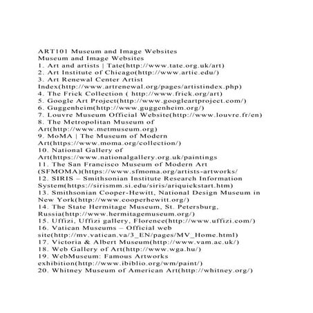ART101 Museum and Image WebsitesMuseum and Image Websites 1..docx