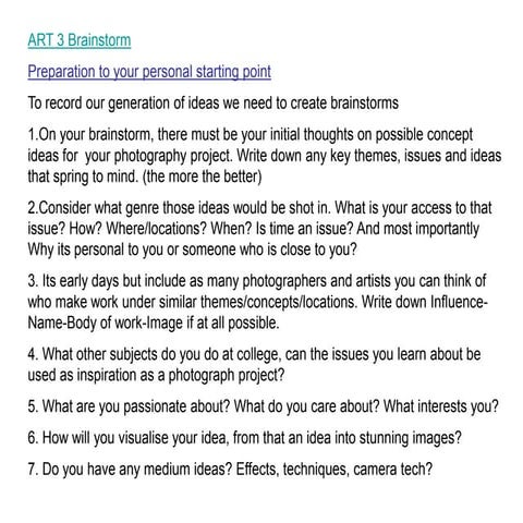 Art 3 brainstorms