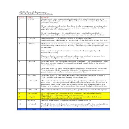 Art 4 module schedule.