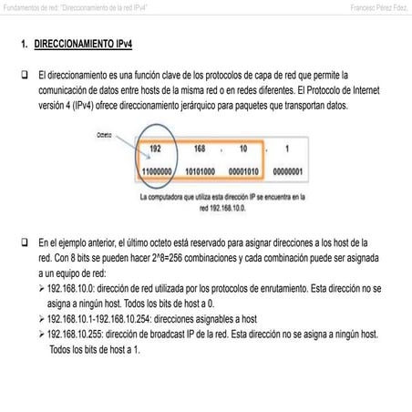 Fundamentos de redes: 6. Direccionamiento de la red ipv4