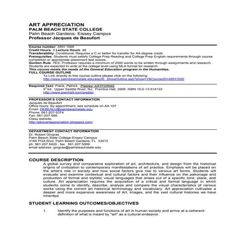 Art Appreciation Syllabus | DOCX