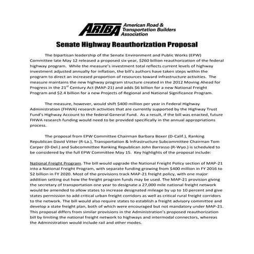 Artba Senate Summary