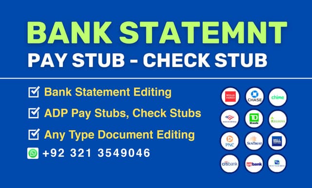 Bank Statement, PDF & Document Editing Services