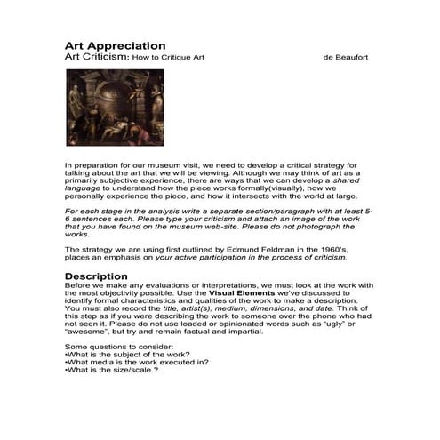 Art Criticism Instructions