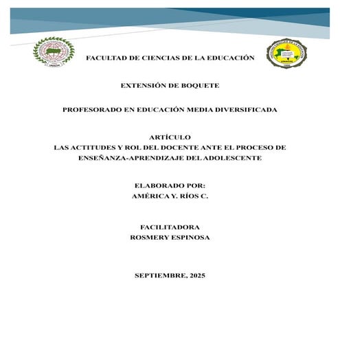 Actitudes y rol del docente aprendizaje y enseñanza. | PDF