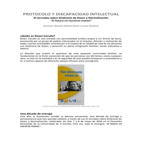 Artículo III Jornadas  Down Coruña