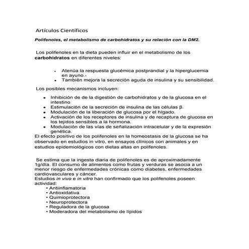 Artículos científicos de carbohidratos