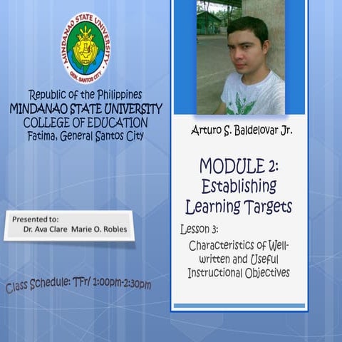 the characteristics of a well-written and useful instructional objectives