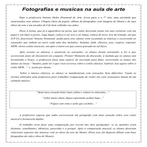 Arte 7º ano   monet e a música simone helen drumond
