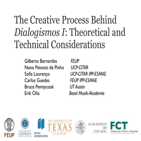 The Creative Process Behind Dialogismos I: Theoretical and Technical Consider...