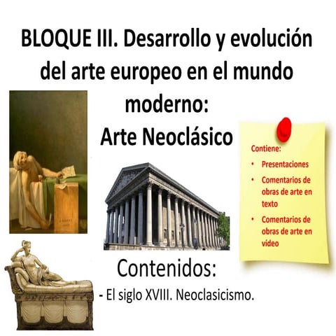 Arte neoclásico, estándares de aprendizaje EBAU. Presentación interactiva