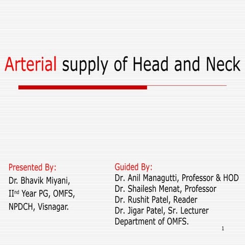 Arterial supply of head and neck