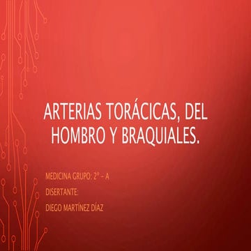 Arterias torácicas, del hombro y braquiales