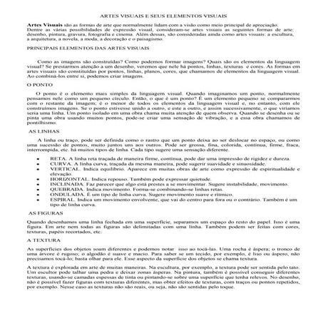 Artes visuais e seus elementos visuais