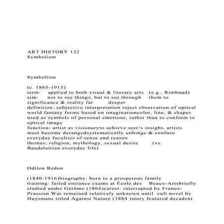 ART HISTORY 132SymbolismSymbolism (c. 1865-1.docx