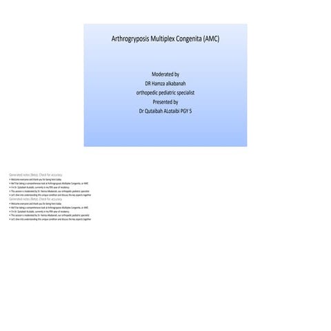 Comprehensive Overview of Arthrogryposis Multiplex Congenita (AMC ...