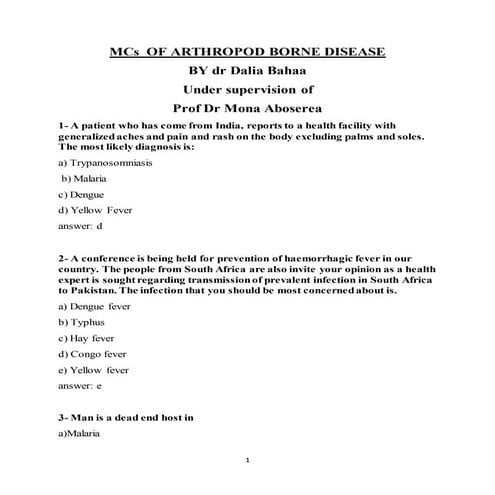 Arthropod borne  mc qs