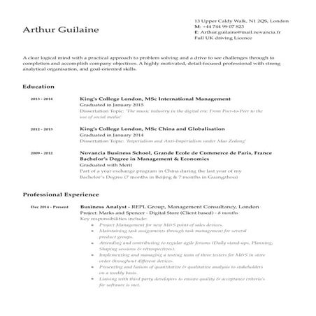 Arthur guilaine cv_2016_eng | PDF