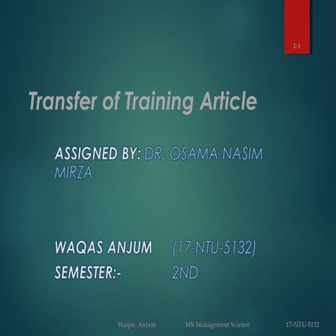 Tracing The Evolution Of Transfer Of Training: A Review Article – SUMIO