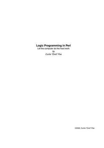 Logic Progamming in Perl