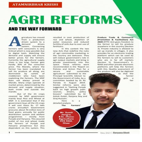 Agri Reforms and the Way Forward