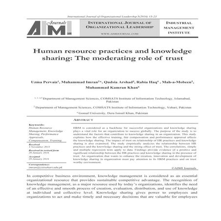 Human Resource Practices and Knowledge Sharing | PDF